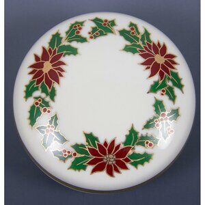 Mikasa Holiday Elegance Porcelain Poinsettia Covered Box 3.5" FK001/420 NEW